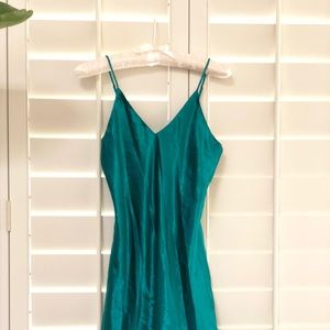Vintage Green Satin Slip Dress